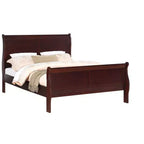 Lit traîneau 80" King en bois massif pour enfant avec tête et pied de lit, design sûr à profil bas pour chambre d'enfant, Cerisier