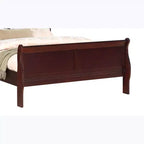 Lit traîneau 80" King en bois massif pour enfant avec tête et pied de lit, design sûr à profil bas pour chambre d'enfant, Cerisier