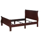 Lit traîneau 80" King en bois massif pour enfant avec tête et pied de lit, design sûr à profil bas pour chambre d'enfant, Cerisier