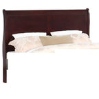 Lit traîneau 80" King en bois massif pour enfant avec tête et pied de lit, design sûr à profil bas pour chambre d'enfant, Cerisier