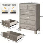 Commode de Chambre à Coucher avec 6 Tiroirs, Grande Commode Haute de 45 Po avec Rangement, Grande Commode pour Placard, Meuble de Rangement en Bois pour Entrée