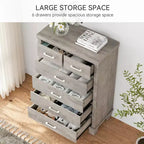 Commode de Chambre à Coucher avec 6 Tiroirs, Grande Commode Haute de 45 Po avec Rangement, Grande Commode pour Placard, Meuble de Rangement en Bois pour Entrée