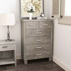 Commode de Chambre à Coucher avec 6 Tiroirs, Grande Commode Haute de 45 Po avec Rangement, Grande Commode pour Placard, Meuble de Rangement en Bois pour Entrée