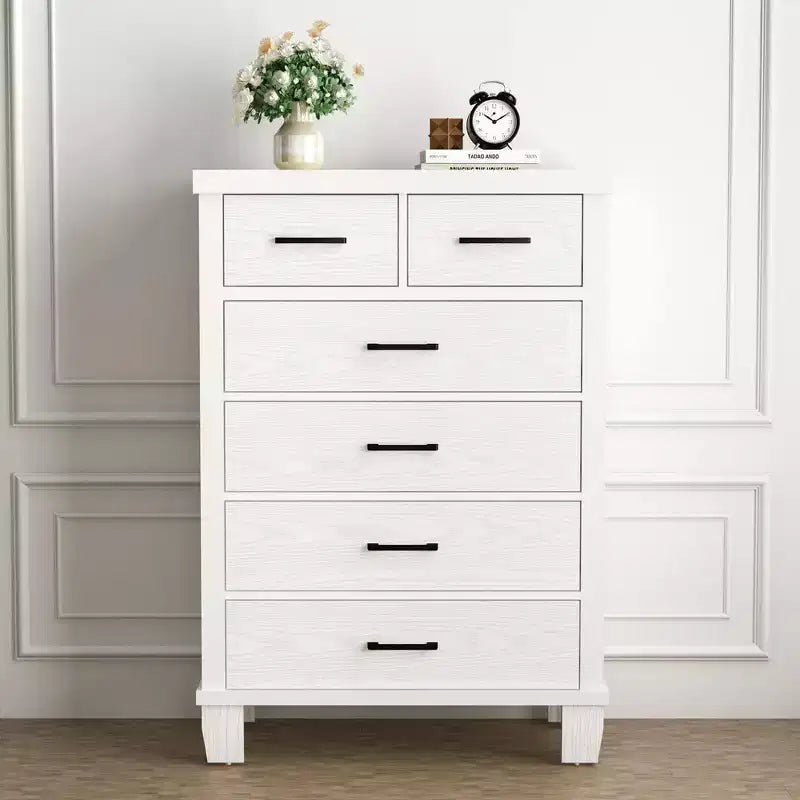 Dresser for Bedroom with 6 Drawers, 45 Tall Chests of Drawers w/Storage, Large Drawer Dresser for Closet, Wooden Storage Cabinet for Entryway