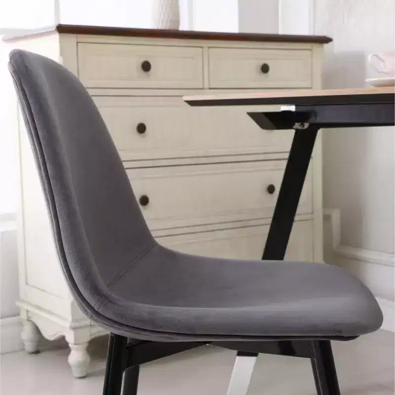 Modern Fabric Dining Chairs of 4, Upholstered with Spoon Back & Angled Metal Legs, Kitchen Dining Room Side Chairs