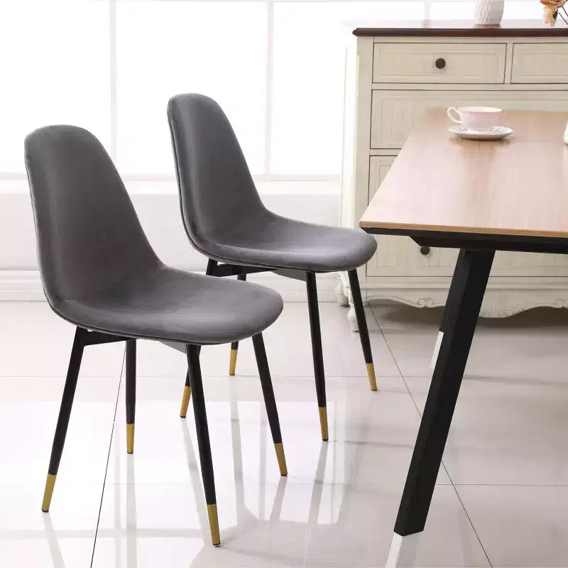 Modern Fabric Dining Chairs of 4, Upholstered with Spoon Back & Angled Metal Legs, Kitchen Dining Room Side Chairs