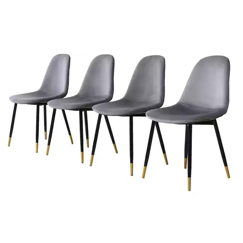 Modern Fabric Dining Chairs of 4, Upholstered with Spoon Back & Angled Metal Legs, Kitchen Dining Room Side Chairs