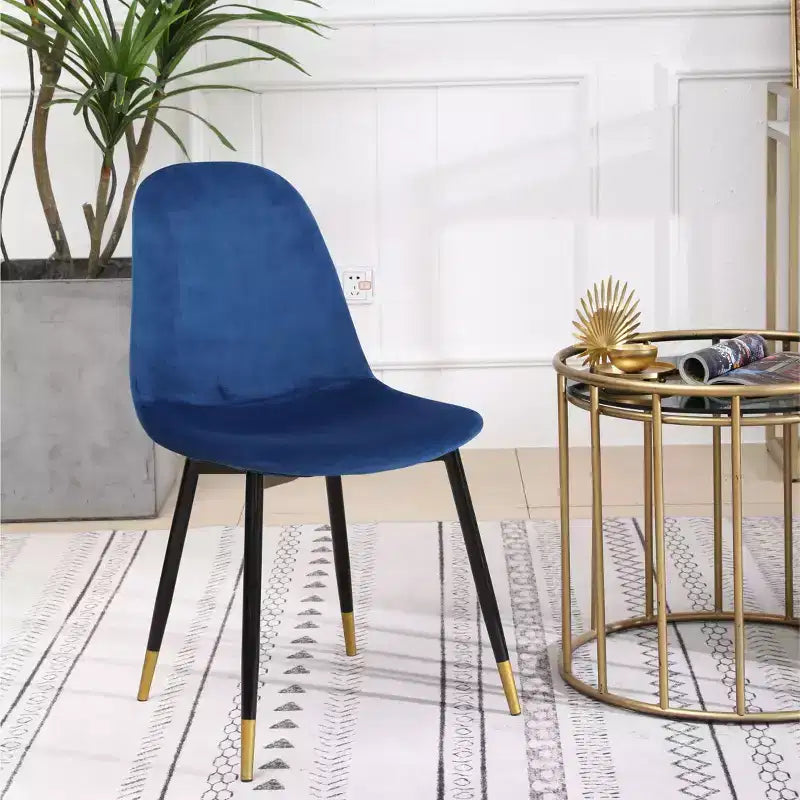 Modern Fabric Dining Chairs of 4, Upholstered with Spoon Back & Angled Metal Legs, Kitchen Dining Room Side Chairs