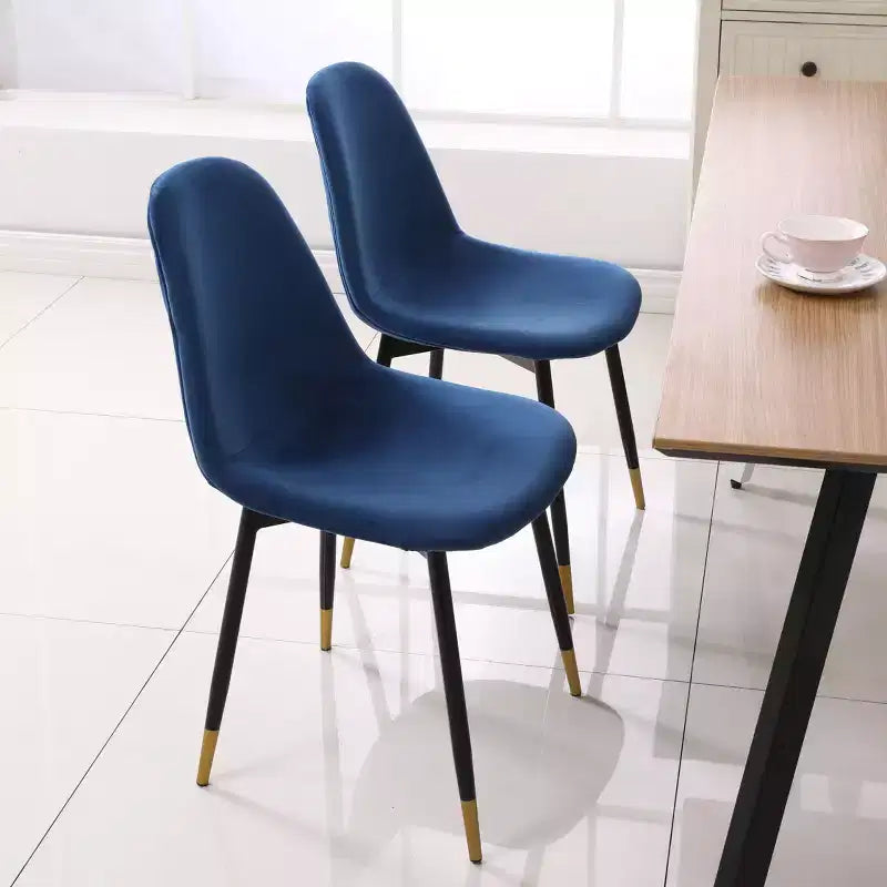 Modern Fabric Dining Chairs of 4, Upholstered with Spoon Back & Angled Metal Legs, Kitchen Dining Room Side Chairs