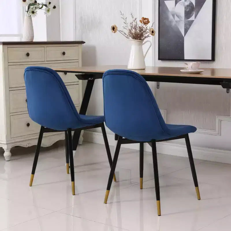 Modern Fabric Dining Chairs of 4, Upholstered with Spoon Back & Angled Metal Legs, Kitchen Dining Room Side Chairs