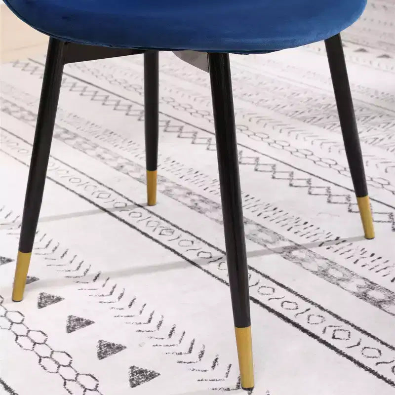Modern Fabric Dining Chairs of 4, Upholstered with Spoon Back & Angled Metal Legs, Kitchen Dining Room Side Chairs