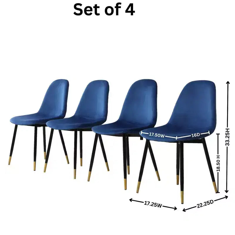 Modern Fabric Dining Chairs of 4, Upholstered with Spoon Back & Angled Metal Legs, Kitchen Dining Room Side Chairs