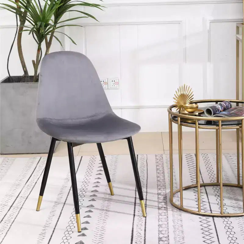 Modern Fabric Dining Chairs of 4, Upholstered with Spoon Back & Angled Metal Legs, Kitchen Dining Room Side Chairs