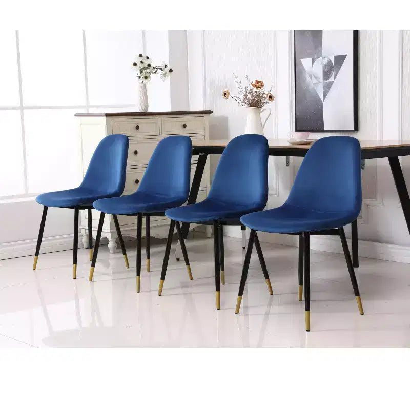 Okak Modern Fabric Dining Chairs Set of 4, Upholstered with Spoon Back & Angled Metal Legs, Kitchen Dining Room Side Chairs