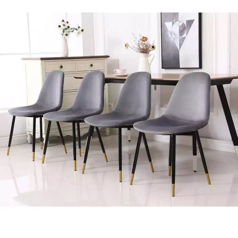 Modern Fabric Dining Chairs of 4, Upholstered with Spoon Back & Angled Metal Legs, Kitchen Dining Room Side Chairs