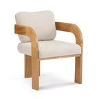 Chaises de salle à manger modernes avec dossier coussiné (lot de 2), cadre en bois massif, fauteuils en tissu pour salon/salle à manger