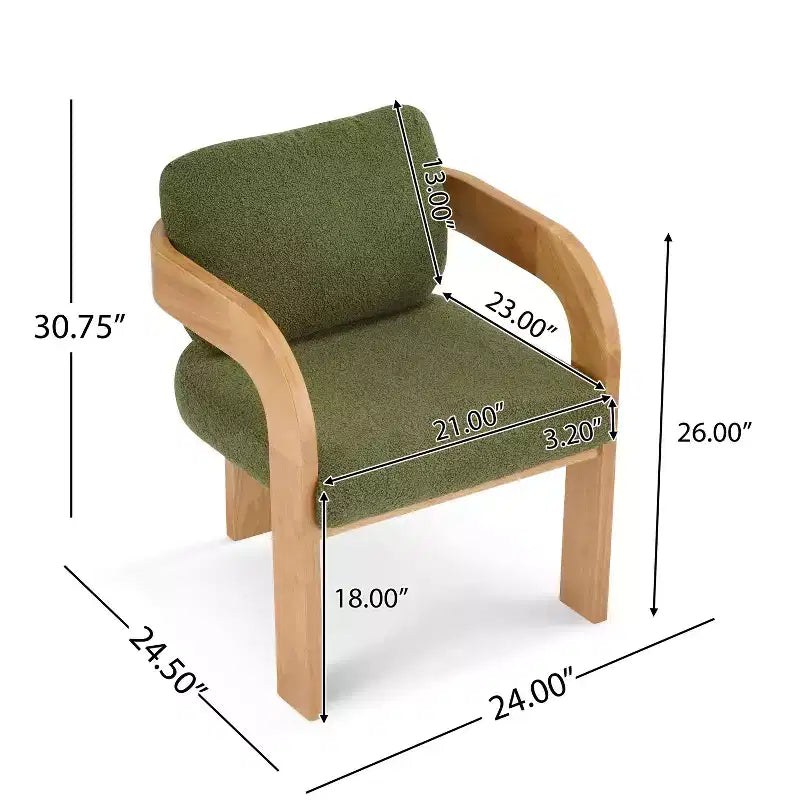 Modern Dining Chairs with Pillow Back of 2, Solid Wood Frame, Fabric Armchairs Kitchen Side Chairs for Living/Dining Room