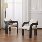 Chaises de salle à manger modernes avec dossier coussiné (lot de 2), cadre en bois massif, fauteuils en tissu pour salon/salle à manger