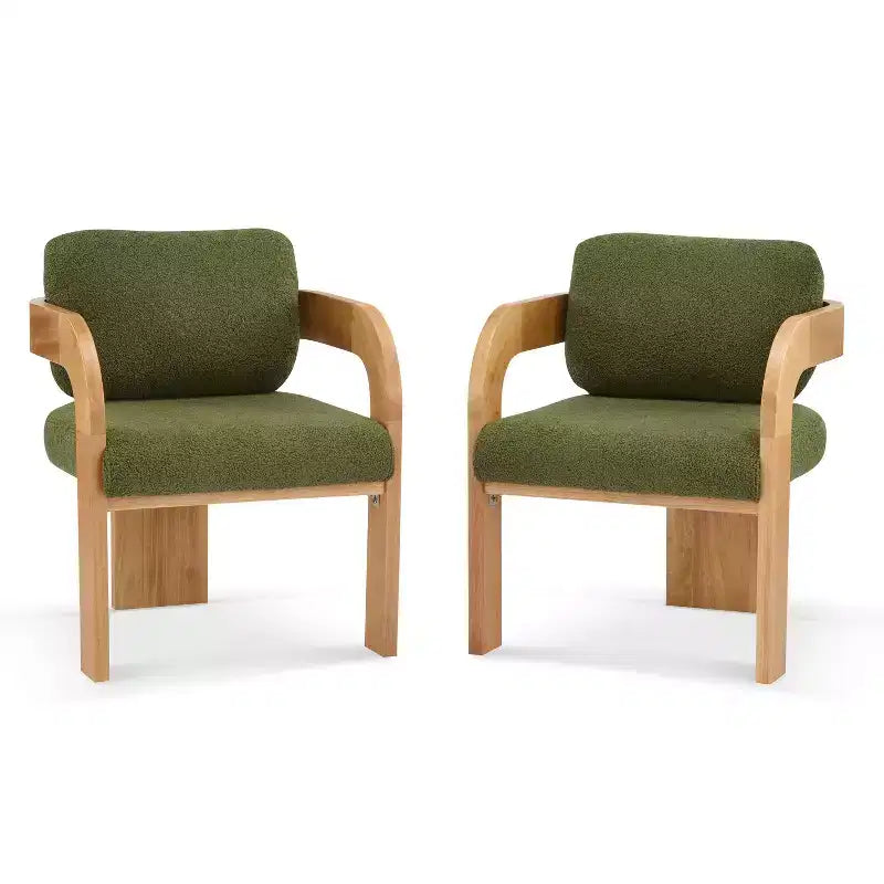 Modern Dining Chairs with Pillow Back of 2, Solid Wood Frame, Fabric Armchairs Kitchen Side Chairs for Living/Dining Room