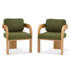 Chaises de salle à manger modernes avec dossier coussiné (lot de 2), cadre en bois massif, fauteuils en tissu pour salon/salle à manger