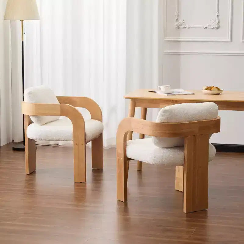 Modern Dining Chairs with Pillow Back of 2, Solid Wood Frame, Fabric Armchairs Kitchen Side Chairs for Living/Dining Room