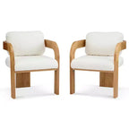 Chaises de salle à manger modernes avec dossier coussiné (lot de 2), cadre en bois massif, fauteuils en tissu pour salon/salle à manger