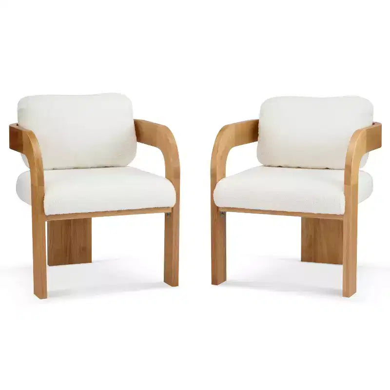 Modern Dining Chairs with Pillow Back of 2, Solid Wood Frame, Fabric Armchairs Kitchen Side Chairs for Living/Dining Room
