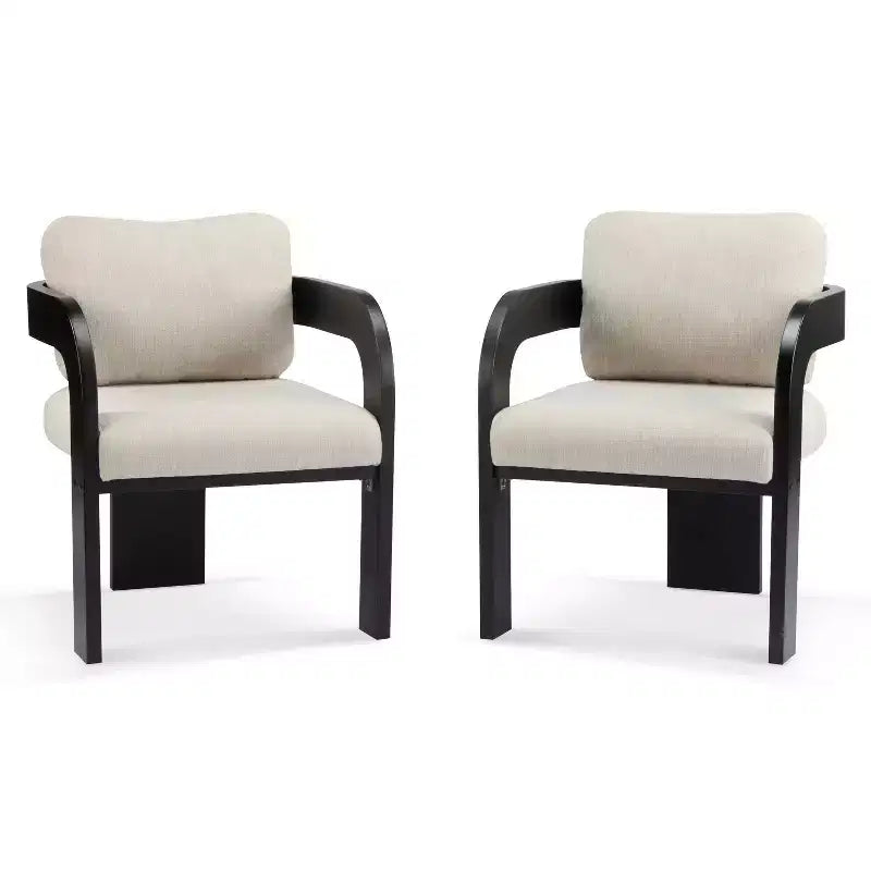 Modern Dining Chairs with Pillow Back of 2, Solid Wood Frame, Fabric Armchairs Kitchen Side Chairs for Living/Dining Room