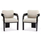 Chaises de salle à manger modernes avec dossier coussiné (lot de 2), cadre en bois massif, fauteuils en tissu pour salon/salle à manger