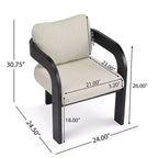 Chaises de salle à manger modernes avec dossier coussiné (lot de 2), cadre en bois massif, fauteuils en tissu pour salon/salle à manger