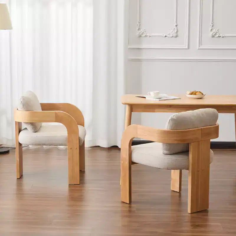 Modern Dining Chairs with Pillow Back of 2, Solid Wood Frame, Fabric Armchairs Kitchen Side Chairs for Living/Dining Room