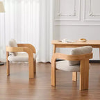 Chaises de salle à manger modernes avec dossier coussiné (lot de 2), cadre en bois massif, fauteuils en tissu pour salon/salle à manger