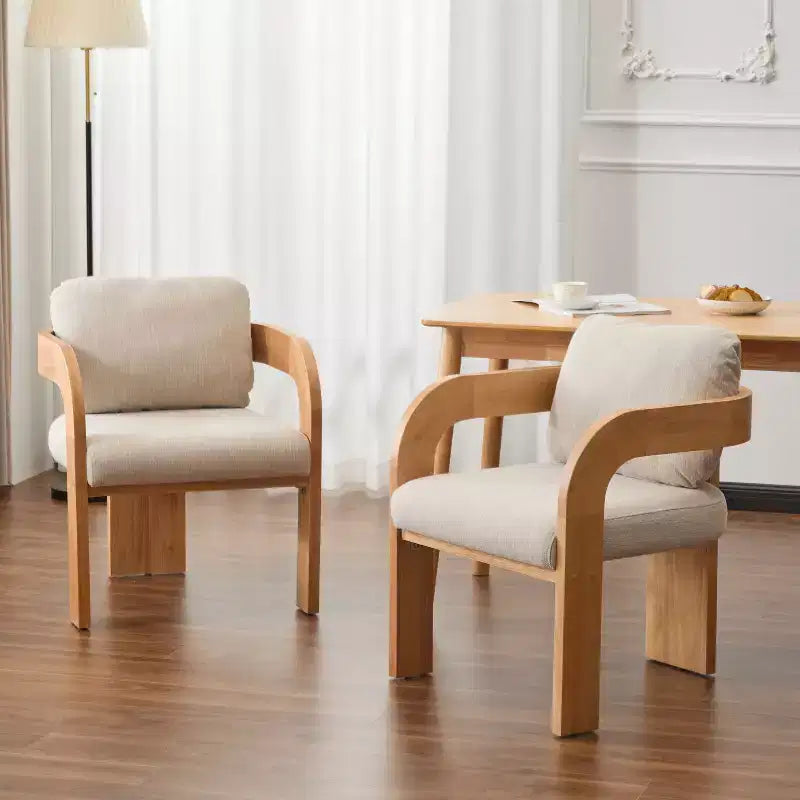 Modern Dining Chairs with Pillow Back of 2, Solid Wood Frame, Fabric Armchairs Kitchen Side Chairs for Living/Dining Room