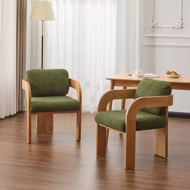 Modern Dining Chairs with Pillow Back of 2, Solid Wood Frame, Fabric Armchairs Kitchen Side Chairs for Living/Dining Room