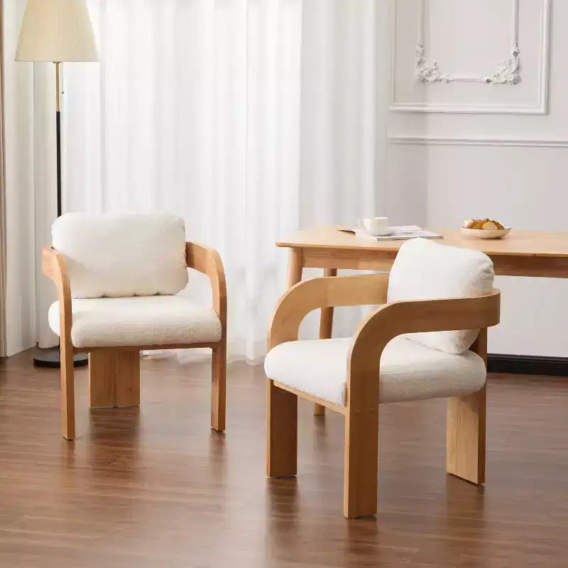 Modern Dining Chairs with Pillow Back of 2, Solid Wood Frame, Fabric Armchairs Kitchen Side Chairs for Living/Dining Room