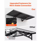 Étagère de garage murale à 2 niveaux, unité de rangement murale en acier de 0,5 x 1,2 m, 50 x 122 cm par étagère, capacité de charge totale de 254 kg, noire