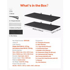 Étagère de garage murale à 2 niveaux, unité de rangement murale en acier de 0,5 x 1,2 m, 50 x 122 cm par étagère, capacité de charge totale de 254 kg, noire