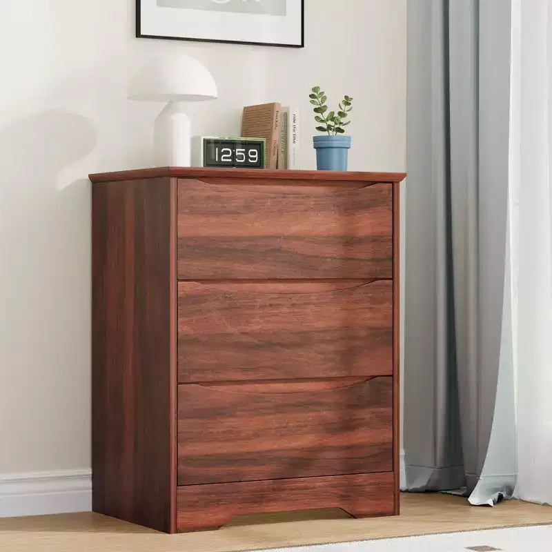 Tall Wooden Dresser with 3 Drawers Modern Chest of Drawers Deep Storage Large Closet with Wide Top for Bedroom Living Room Hallway Kids Room