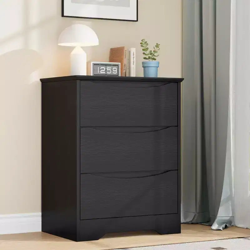 Tall Wooden Dresser with 3 Drawers Modern Chest of Drawers Deep Storage Large Closet with Wide Top for Bedroom Living Room Hallway Kids Room