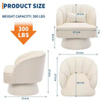 Fauteuil pivotant - Fauteuil moderne en velours avec dossier rayé et rembourrage moelleux, fauteuil lounge rond pour salon, chambre à coucher