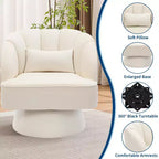 Fauteuil pivotant - Fauteuil moderne en velours avec dossier rayé et rembourrage moelleux, fauteuil lounge rond pour salon, chambre à coucher