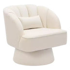 Fauteuil pivotant - Fauteuil moderne en velours avec dossier rayé et rembourrage moelleux, fauteuil lounge rond pour salon, chambre à coucher
