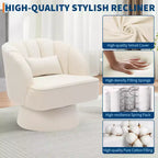 Fauteuil pivotant - Fauteuil moderne en velours avec dossier rayé et rembourrage moelleux, fauteuil lounge rond pour salon, chambre à coucher