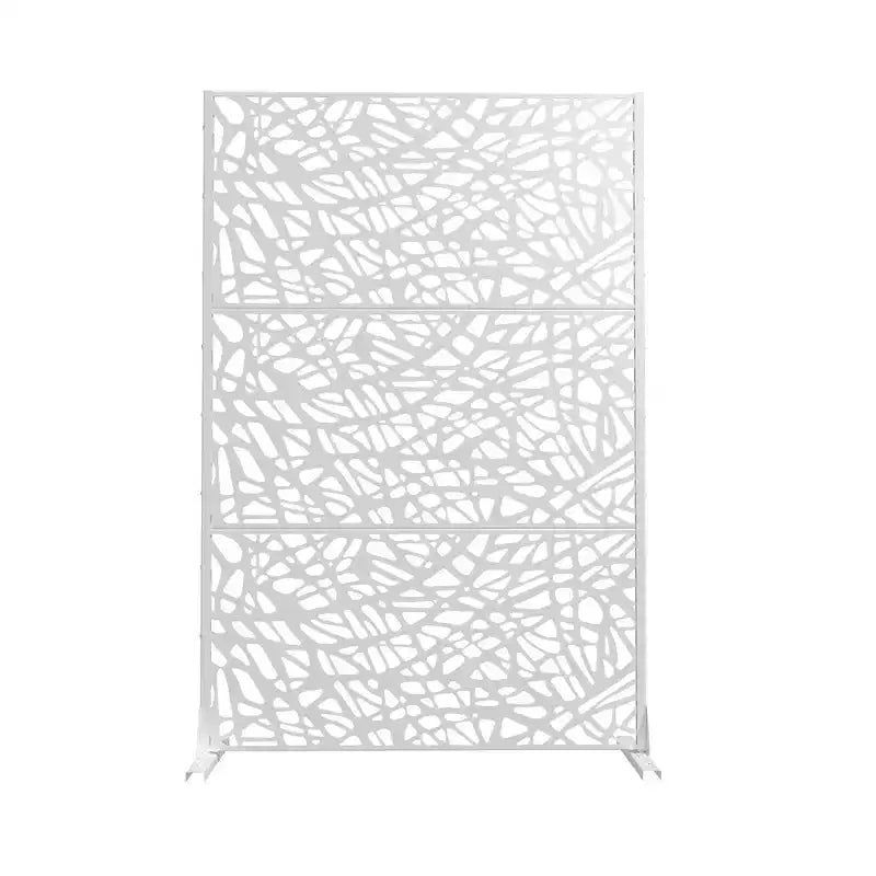 72x47 White Outdoor Natural Privacy Panel Screen, 3 Piece Natural Folding Divider for Backyard and Garden