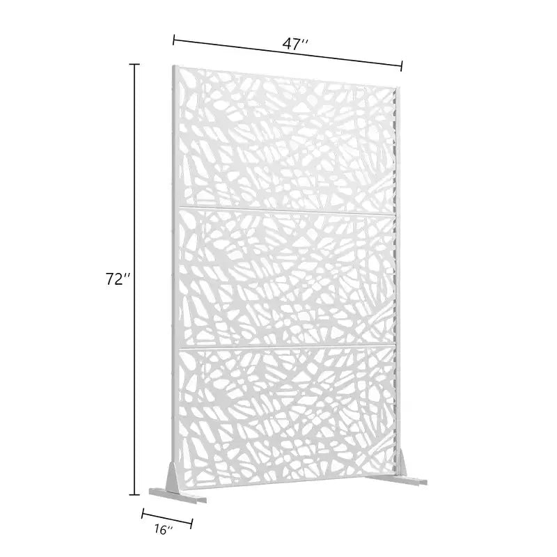 72x47 White Outdoor Natural Privacy Panel Screen, 3 Piece Natural Folding Divider for Backyard and Garden