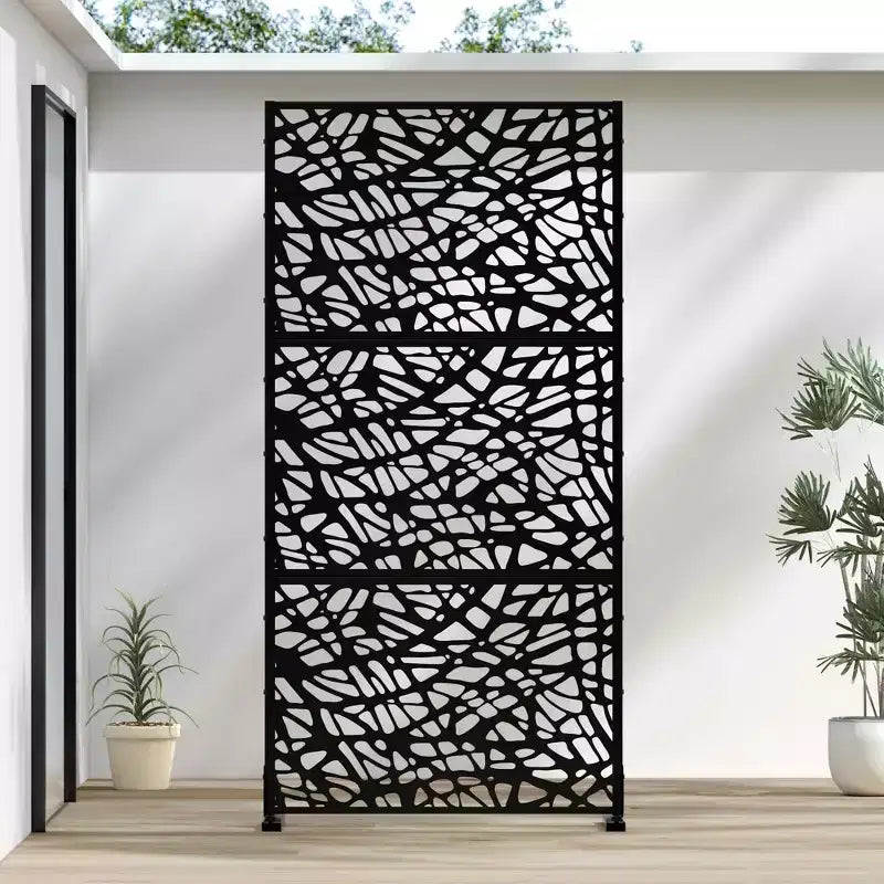72x47 White Outdoor Natural Privacy Panel Screen, 3 Piece Natural Folding Divider for Backyard and Garden