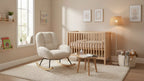 Homy Casa Corduroy Rocking Accent Chair, Fabric Upholstered Rocking Chair, Beige