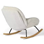 Fauteuil à bascule en velours côtelé, fauteuil à bascule rembourré en tissu, beige