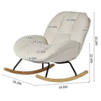 Fauteuil à bascule en velours côtelé, fauteuil à bascule rembourré en tissu, beige