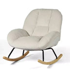 Fauteuil à bascule en velours côtelé, fauteuil à bascule rembourré en tissu, beige